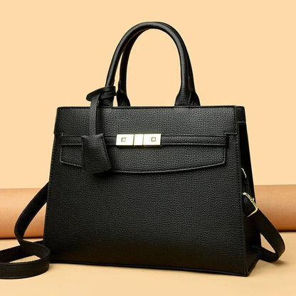 Siyah Vegan Deri Omuz ve El Çantası Altın Detaylı Zarif - MAKKA