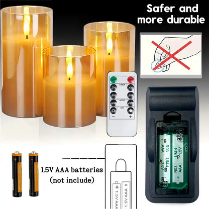 3'lü Gerçekçi 3D Pille Çalışan Uzaktan Kumandalı LED Mum