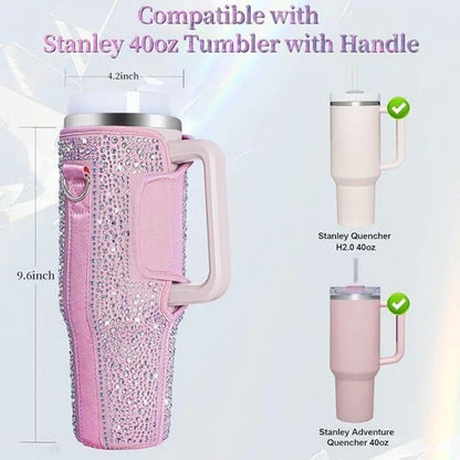 Stanley Taşınabilir Termos Çantası Parlak Taşlı Desenli 40oz Su Şişesi Tutucu - MAKKA
