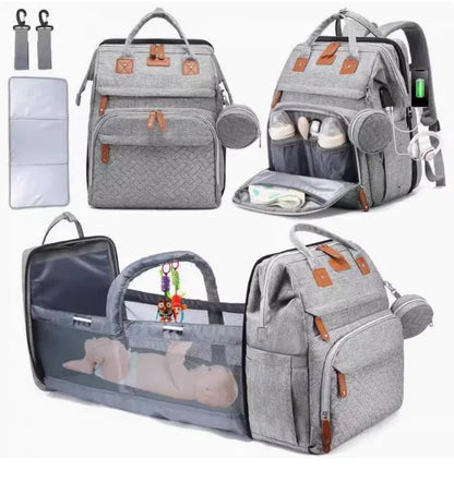 Su Geçirmez Çok Fonksiyonlu Katlanabilir Anne Bebek Taşıma Çantası - MAKKA