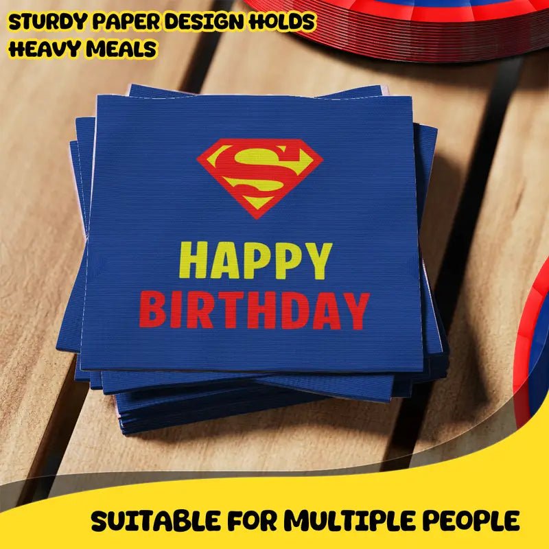 Süpermen Temalı 150 Parça Tek Kullanımlık Parti Yemek Takımı Seti - MAKKA