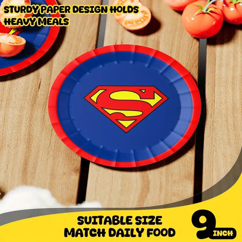 Süpermen Temalı 150 Parça Tek Kullanımlık Parti Yemek Takımı Seti - MAKKA