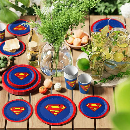 Süpermen Temalı 150 Parça Tek Kullanımlık Parti Yemek Takımı Seti - MAKKA