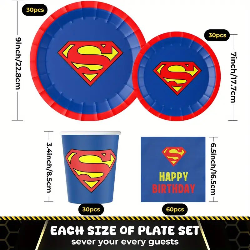 Süpermen Temalı 150 Parça Tek Kullanımlık Parti Yemek Takımı Seti - MAKKA