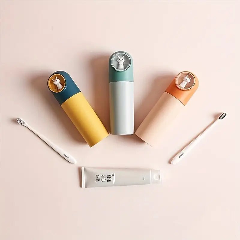 Taşınabilir Karikatür Tavşan Seyahat Diş Fırçası Kılıfı Seti - MAKKA