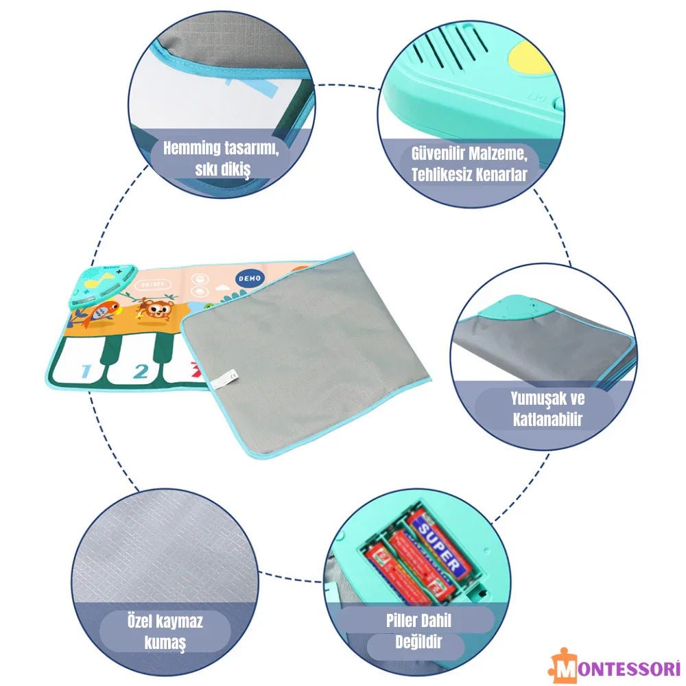 Taşınabilir Montessori Piyano Müzik Matı 25 Tuşlu Eğitici Oyun - MAKKA