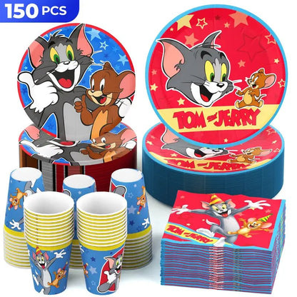 Tom Temalı 150 Parça Tek Kullanımlık Parti Sofra Seti - MAKKA