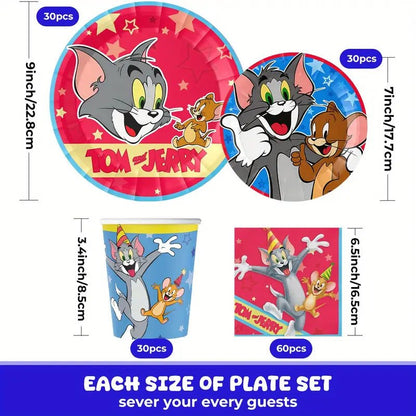 Tom Temalı 150 Parça Tek Kullanımlık Parti Sofra Seti - MAKKA