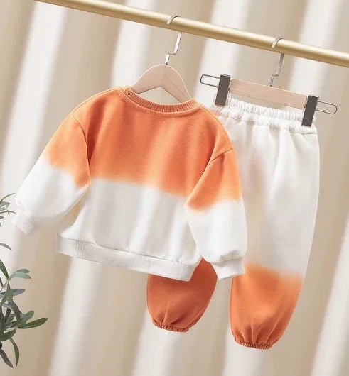 Turuncu Beyaz Pamuklu Kız Çocuk Takım 2 - 7 Yaş Rahat - MAKKA