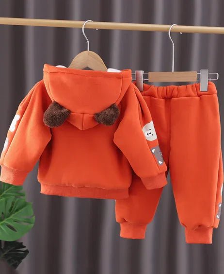 Turuncu Uzun Kollu Çocuk Takımı Yumuşak Pamuk Esnek Bel Rahat - MAKKA