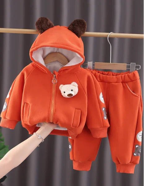 Turuncu Uzun Kollu Çocuk Takımı Yumuşak Pamuk Esnek Bel Rahat - MAKKA