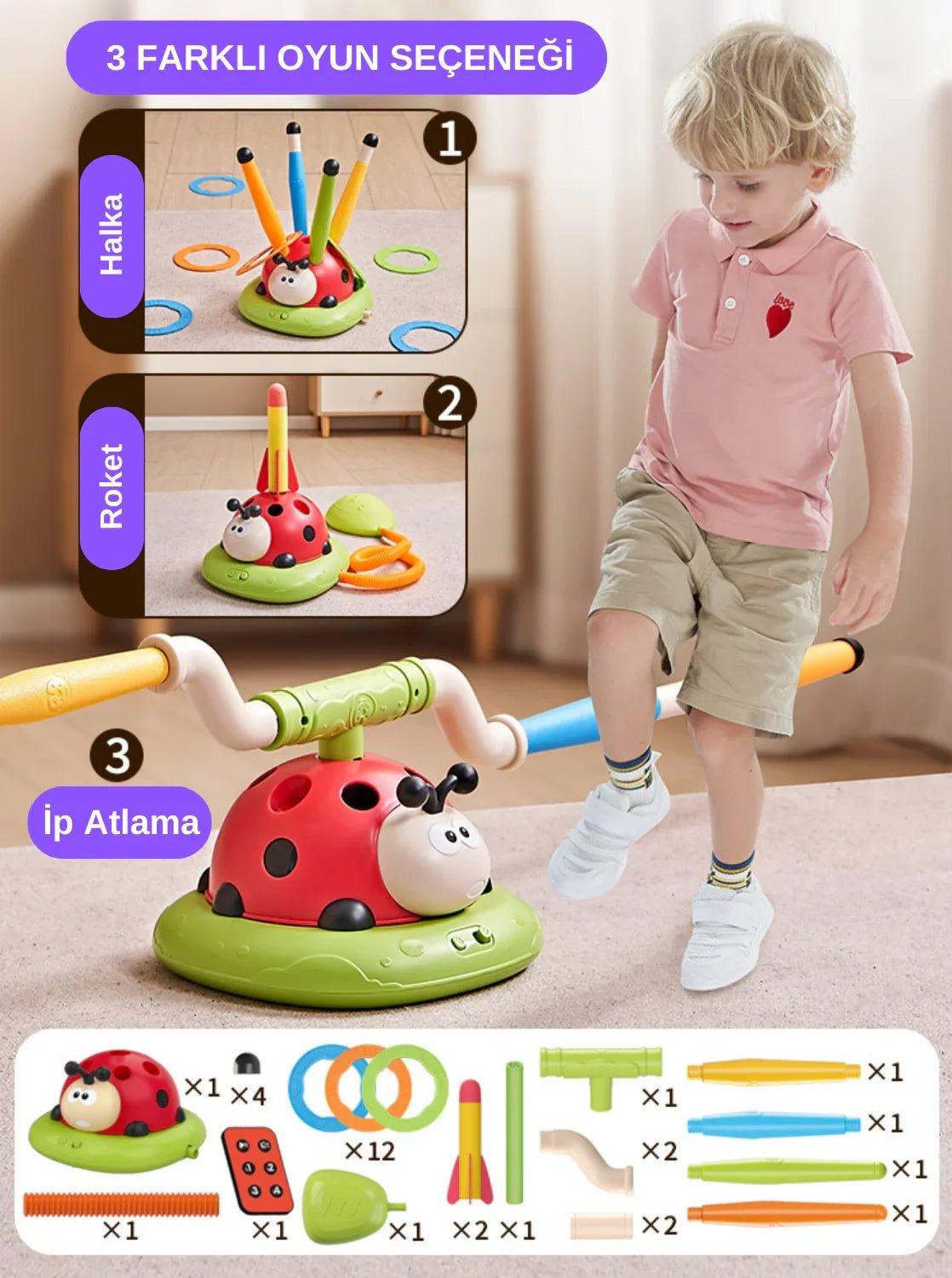 Uğur Böceği Montessori Çok Fonksiyonlu Çocuk Egzersiz ve Tırmanma - MAKKA