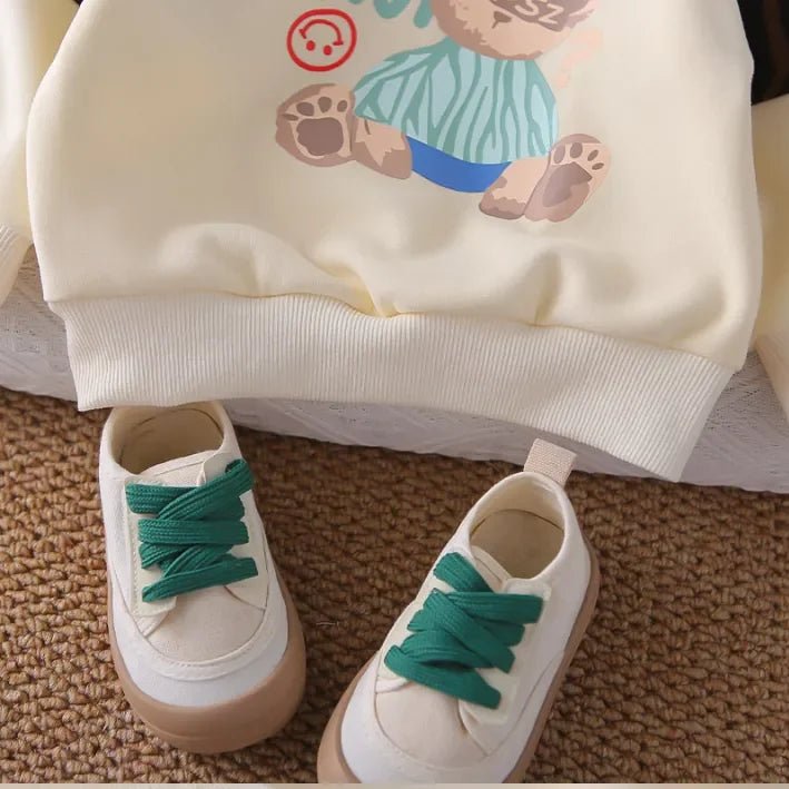 Unisex Ayıcık Baskılı Rahat 2'li Çocuk Sweatshirt Pantolon Takımı 1 - 5 Yaş - MAKKA