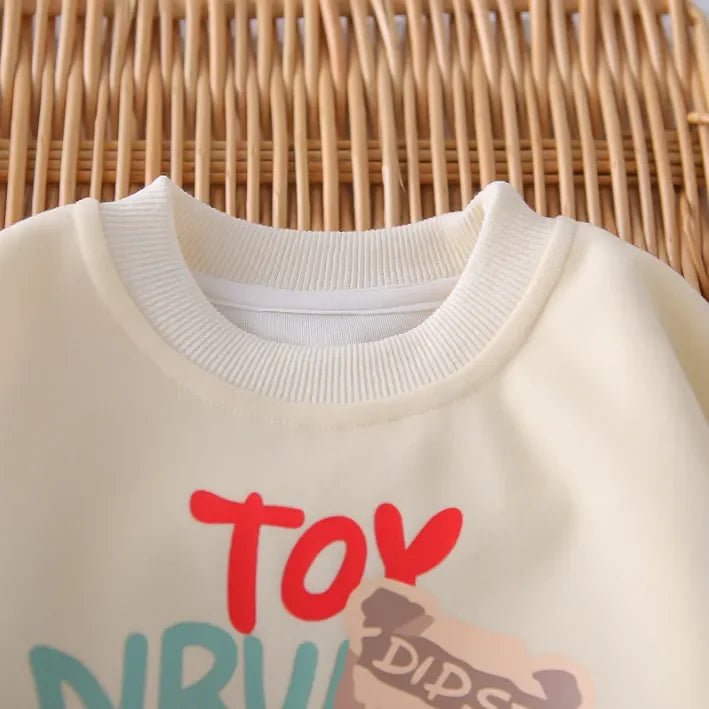 Unisex Ayıcık Baskılı Rahat 2'li Çocuk Sweatshirt Pantolon Takımı 1 - 5 Yaş - MAKKA