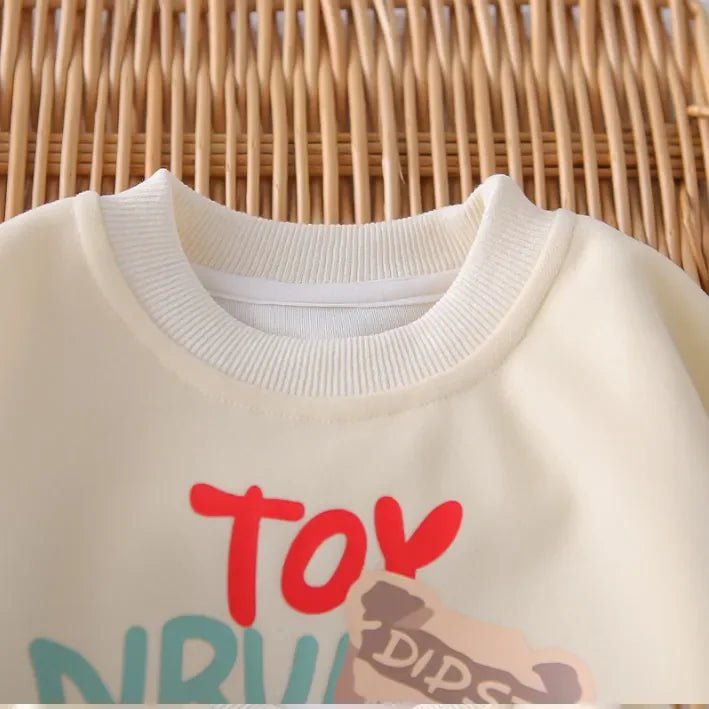 Unisex Ayıcık Baskılı Rahat 2'li Çocuk Sweatshirt Pantolon Takımı 1 - 5 Yaş - MAKKA