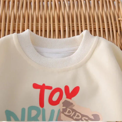 Unisex Ayıcık Baskılı Rahat 2'li Çocuk Sweatshirt Pantolon Takımı 1 - 5 Yaş - MAKKA