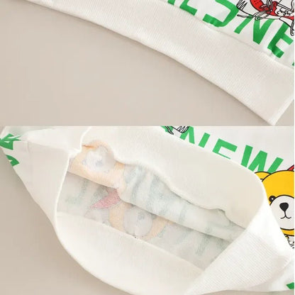 Unisex Ayıcık Baskılı Sweatshirt ve Esnek Kot Pantolon Takımı - MAKKA