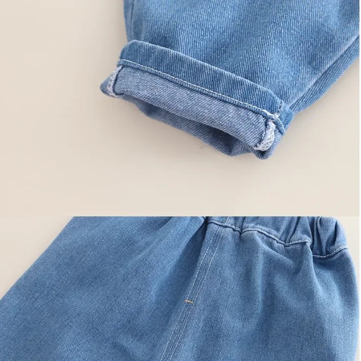 Unisex Ayıcık Baskılı Sweatshirt ve Esnek Kot Pantolon Takımı - MAKKA