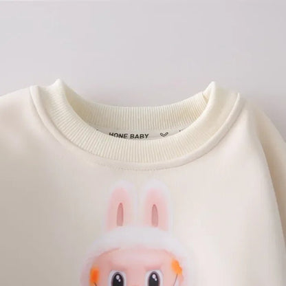 Unisex Tavşan Baskılı 2 Parça Çocuk Eşofman Takımı Rahat Esnek - MAKKA