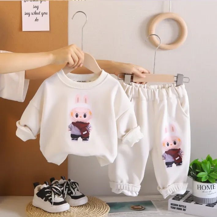 Unisex Tavşan Baskılı 2 Parça Çocuk Eşofman Takımı Rahat Esnek - MAKKA