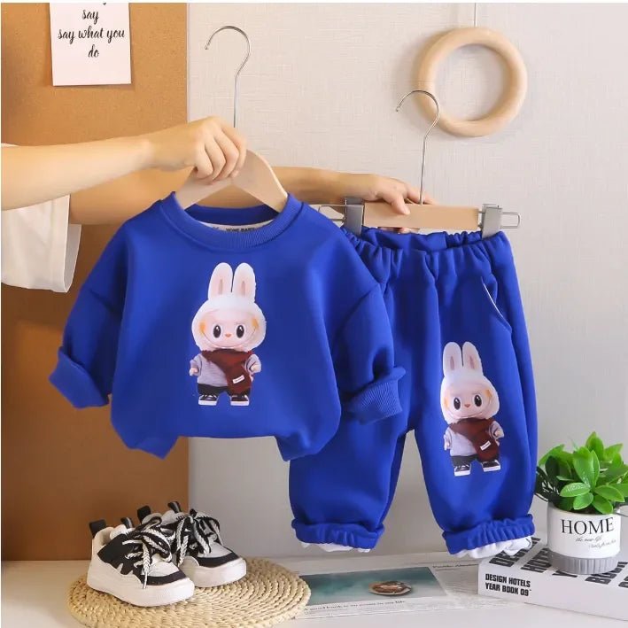 Unisex Tavşan Baskılı 2 Parça Çocuk Eşofman Takımı Rahat Esnek - MAKKA