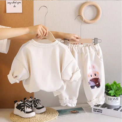 Unisex Tavşan Baskılı 2 Parça Çocuk Eşofman Takımı Rahat Esnek - MAKKA