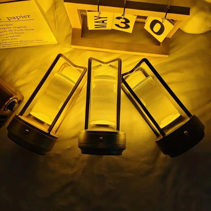 USB Şarjlı Retro Dokunmatik Masa Lambası 3 Renkli Kısılabilir - MAKKA