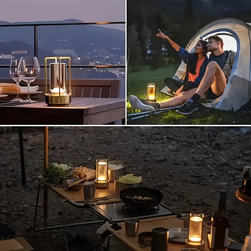 USB Şarjlı Retro Dokunmatik Masa Lambası 3 Renkli Kısılabilir - MAKKA