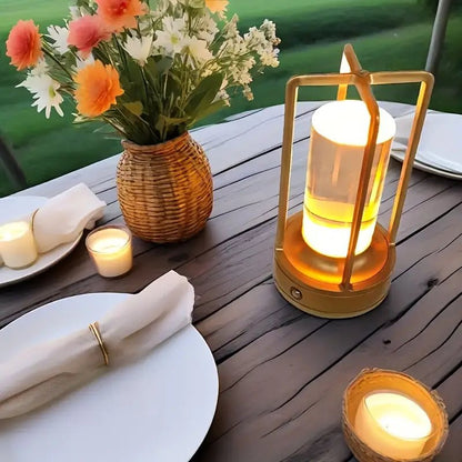 USB Şarjlı Retro Dokunmatik Masa Lambası 3 Renkli Kısılabilir - MAKKA