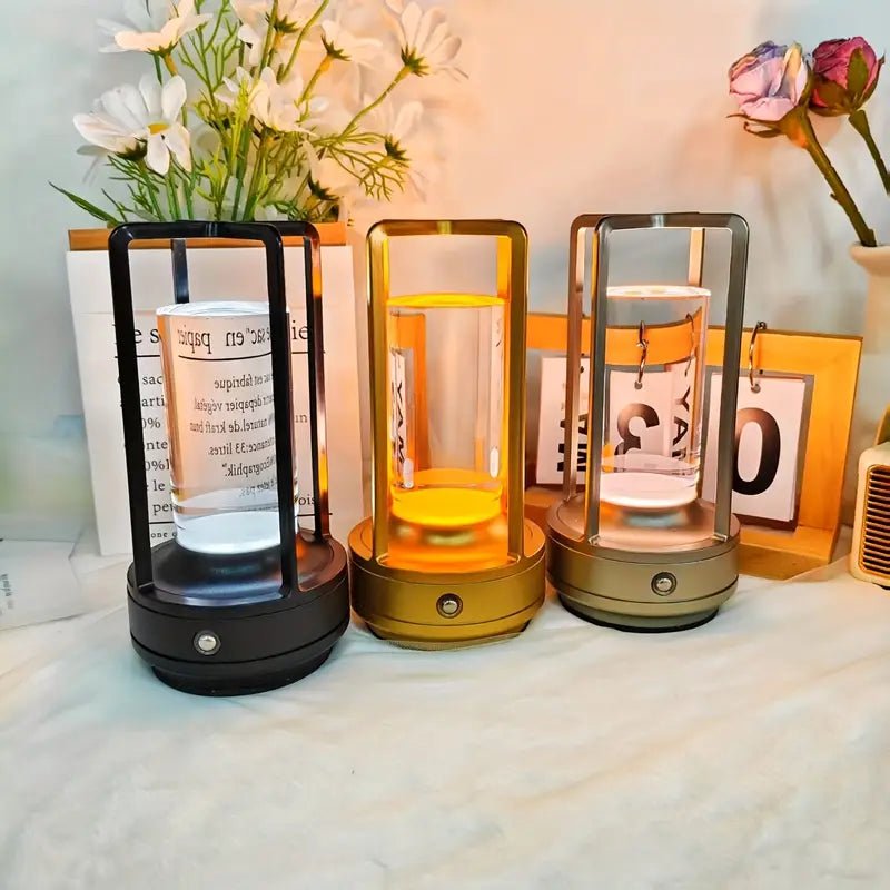 USB Şarjlı Retro Dokunmatik Masa Lambası 3 Renkli Kısılabilir - MAKKA