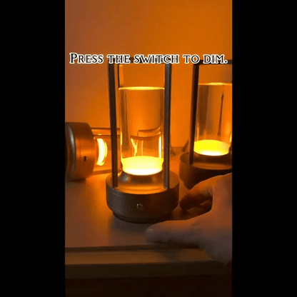 USB Şarjlı Retro Dokunmatik Masa Lambası 3 Renkli Kısılabilir - MAKKA