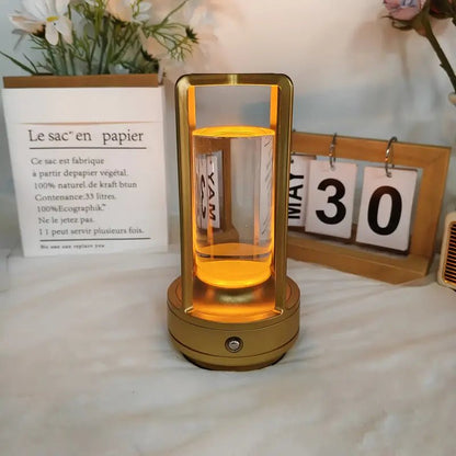 USB Şarjlı Retro Dokunmatik Masa Lambası 3 Renkli Kısılabilir - MAKKA