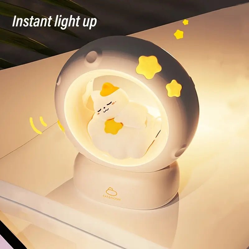 USB Şarjlı Uyuyan Kedi Gece Lambası 3 Kademe Parlaklık Ayarlı - MAKKA