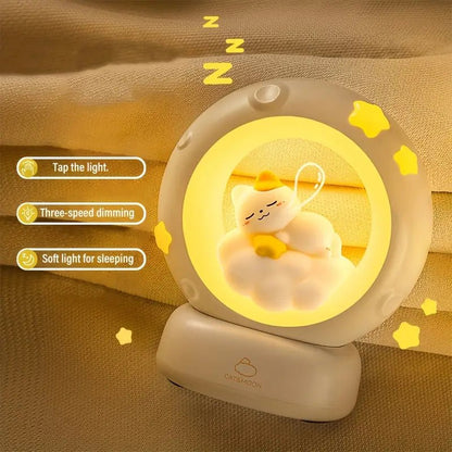 USB Şarjlı Uyuyan Kedi Gece Lambası 3 Kademe Parlaklık Ayarlı - MAKKA