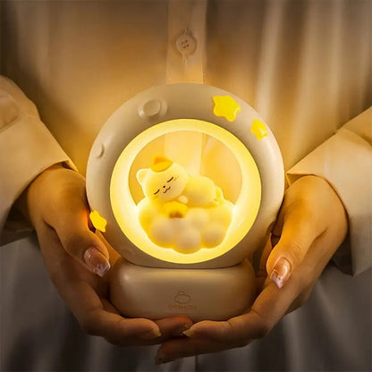 USB Şarjlı Uyuyan Kedi Gece Lambası 3 Kademe Parlaklık Ayarlı - MAKKA