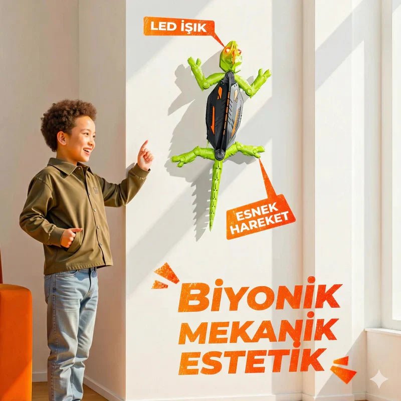 Duvara Tırmanan Kertenkele Uzaktan Kumandalı Yürüyen Oyuncak Gecko - MAKKA