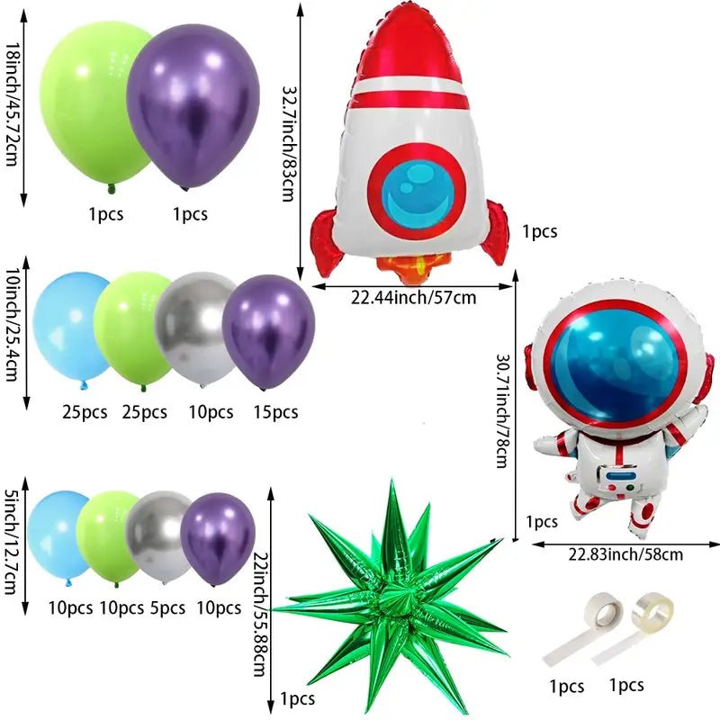 Uzay Temalı 117 Parça Balon Seti Metalik Parlak Renklerle - MAKKA