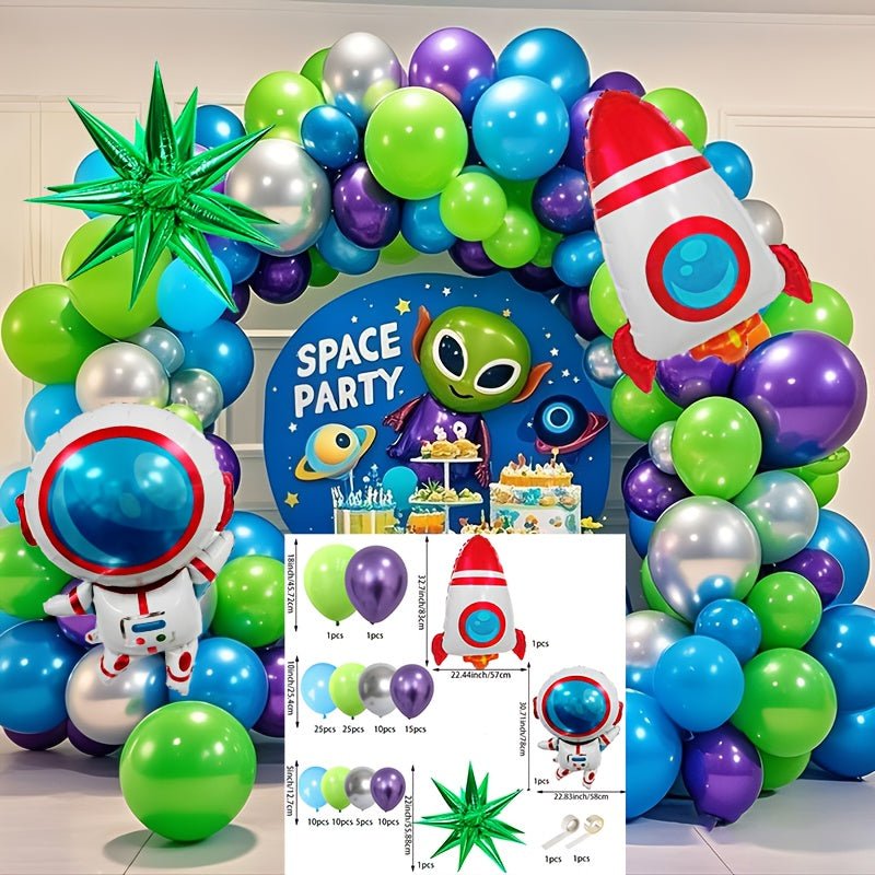 Uzay Temalı 117 Parça Balon Seti Metalik Parlak Renklerle - MAKKA