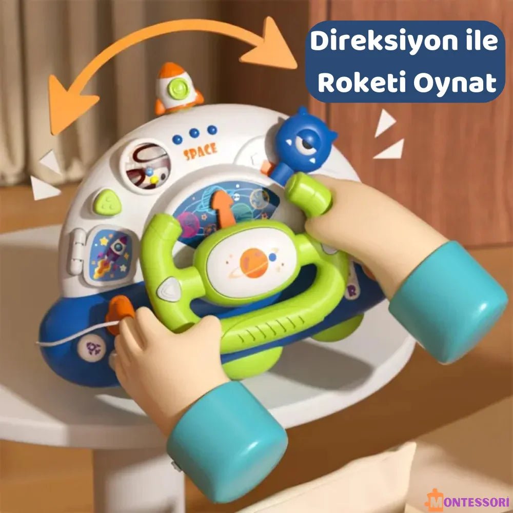 Uzay Temalı Eğitici Direksiyon Oyuncağı - Montessori Destekli Koordinasyon - MAKKA