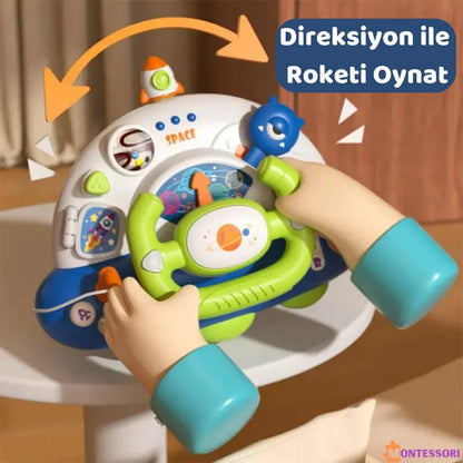 Uzay Temalı Eğitici Direksiyon Oyuncağı - Montessori Destekli Koordinasyon - MAKKA