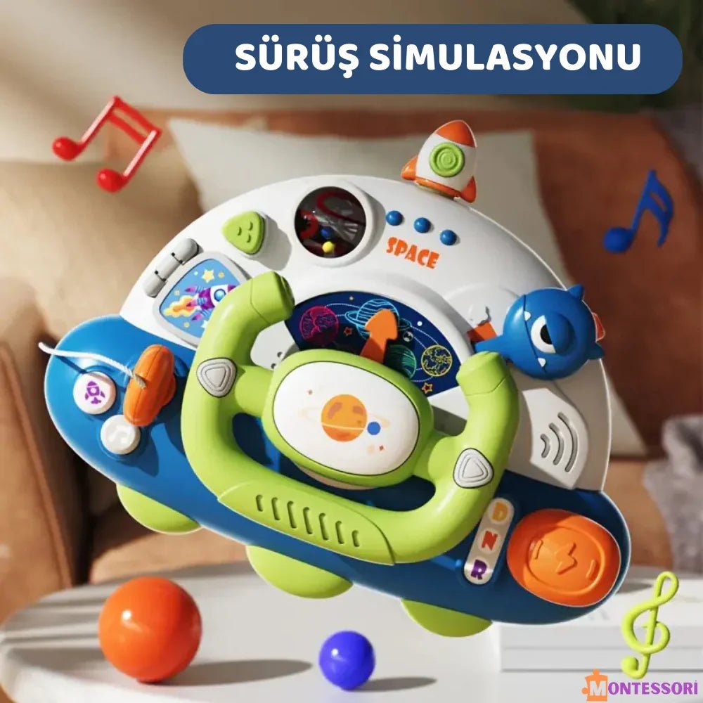 Uzay Temalı Eğitici Direksiyon Oyuncağı - Montessori Destekli Koordinasyon - MAKKA