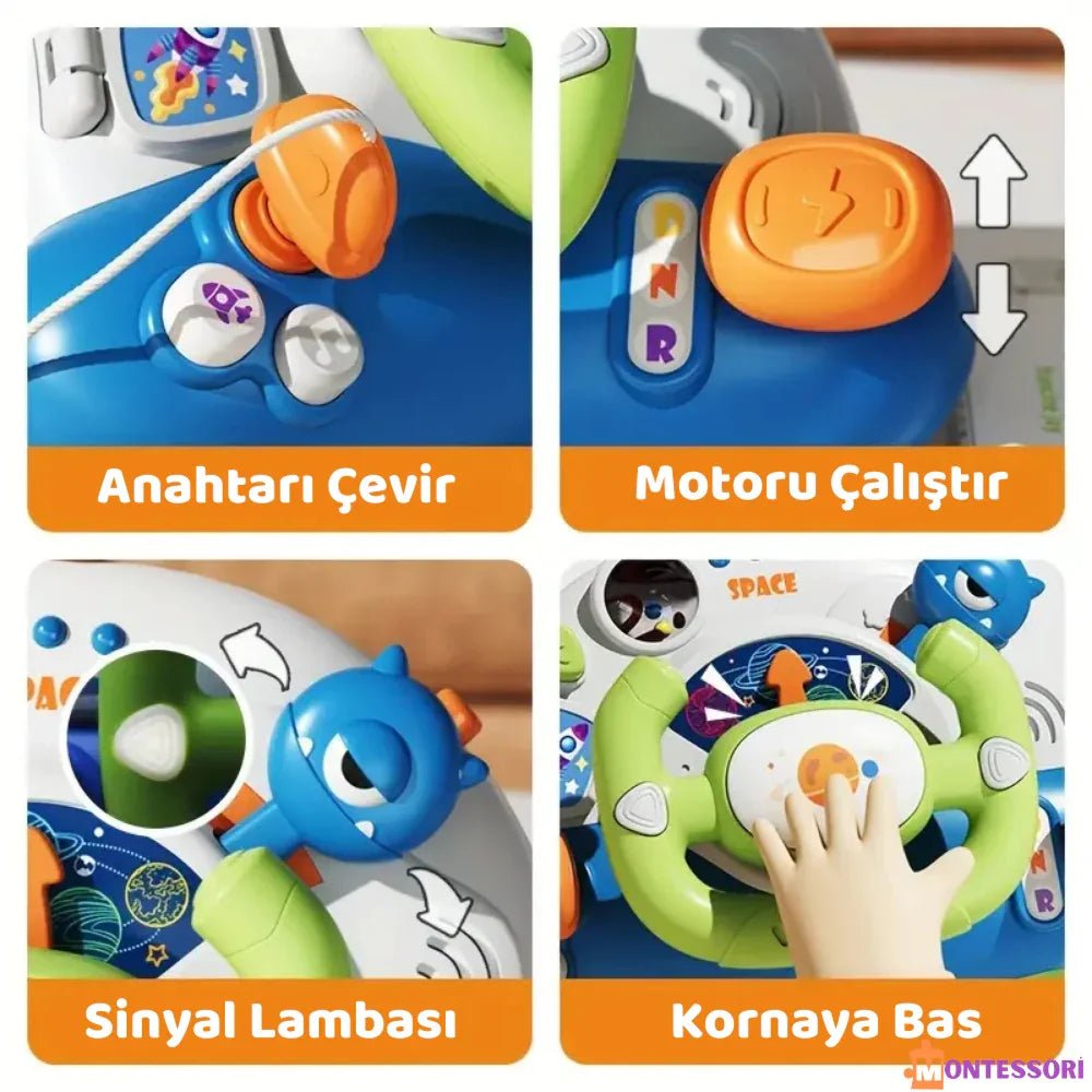 Uzay Temalı Eğitici Direksiyon Oyuncağı - Montessori Destekli Koordinasyon - MAKKA