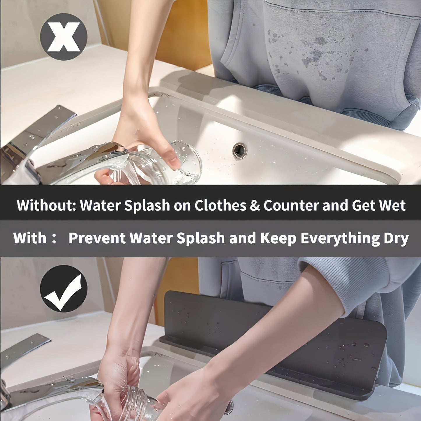 Vakumlu Kupalı Silikon Lavabo Sıçrama Koruyucu Su Bariyeri Mutfak - MAKKA