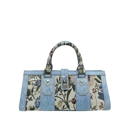 Vintage Kadın Denim Panel Detaylı Mini Omuz Çantası - MAKKA