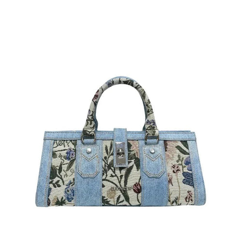 Vintage Kadın Denim Panel Detaylı Mini Omuz Çantası - MAKKA
