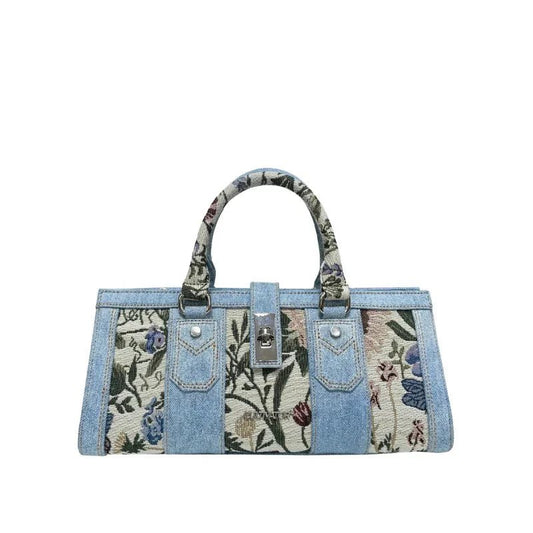 Vintage Kadın Denim Panel Detaylı Mini Omuz Çantası - MAKKA