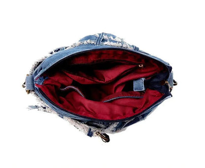 Vintage Perçin Detaylı Denim Kadın Omuz Çantası Büyük Tote - MAKKA