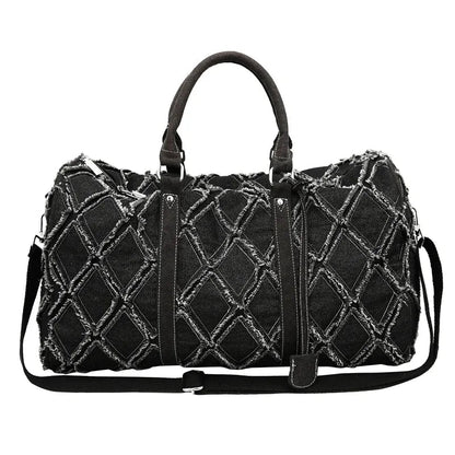 Yırtık Denim Büyük Kapasiteli Seyahat Omuz Spor Çanta - MAKKA