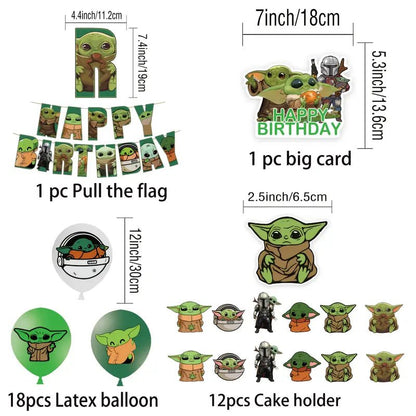 Yoda Star Wars 32 Parça Bayraklı Doğum Günü Parti Seti - MAKKA