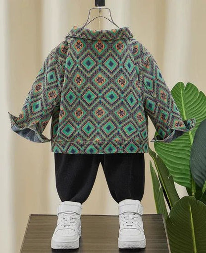 Yumuşak Esnek Sportif Yeşil Siyah Erkek Çocuk Takım 2 - 6 Yaş - MAKKA